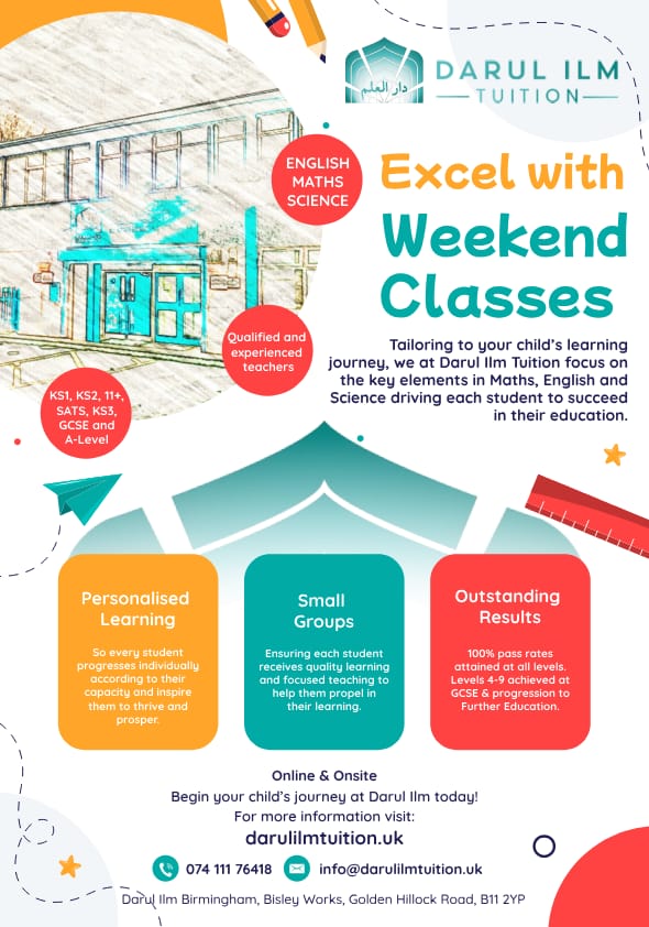 Darul Ilm Tuition – Weekend Tutoring Classes